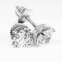 1.50CT Round Brilliant Solid 18K White Gold Basket ScrewBack Stud Earrings - £109.50 GBP