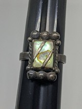 Vintage or Antique Hecho Mexico Sterling Silver 925 Abalone Ring Size 7.5 - £31.44 GBP