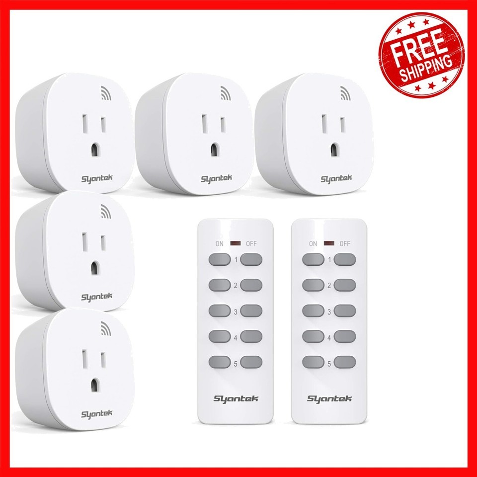 Compact Wireless Remote Control Outlet - 5 Outlets &amp; 2 Remotes,  Certified - $45.53