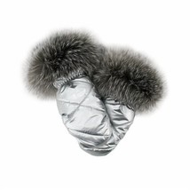 Mitchie&#39;s Matchings women&#39;s nylon mittens with fur trim in SILVER - $72.00