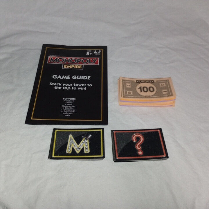 2013 MONOPOLY EMPIRE Gold Edition Chance/Empire Cards, Manual, & Money. - $4.49