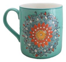 Green Anahata Heart Chakra Zen Flower Of Life Mandala Circle Ceramic Mug... - $17.99