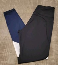 Women&#39;s Active Fitness Yoga Pants Leggings with Pockets Black Blue &amp; Whi... - $6.97