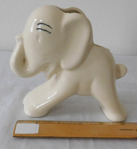 Vintage Figural Ceramic Pottery Planter Vase Elephant with Trunk Up - £11.79 GBP