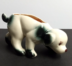 Cute Puppy Dog Sniffing Ground Planter Ceramic Decor Vintage Figurine 7&quot;w c1950s - £15.95 GBP