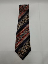Bill Blass Silk Men&#39;s Tie - Blue, Tan, and Red Striped Pattern Necktie - $11.50