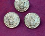 3 US Army Brass Button Eagle &amp; Seal Marked Waterbury Button Co Conn - £10.11 GBP