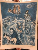 1994 Print &quot;Sur La Route Du Village&quot; by Marc Chagall Facsimilie Signature COA - £1,235.11 GBP