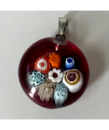 Murano Glass Handmade Lovely Millefiori Pendant &amp; 925 Sterling Silver Ne... - $54.57 CAD