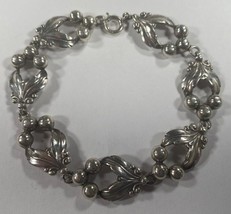 Niels Erik From Danemark Argent Sterling Floral Feuille Bracelet 7.25 &quot; - $311.84