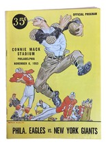 Philadelphia Eagles Contre New York Géants Novembre 8 1953 Jeu Programme - $58.19