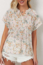 Multicolor Floral Mandarin Collar Top - $26.78