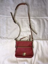Dooney &amp; Bourke letter carrier crossbody purse handbag red pebble leather - $925.11 MXN