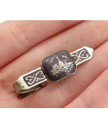 SIAM 925 Sterling Silver - Vintage Petite Niello Art Scene Tie Clip - TR... - £30.24 GBP