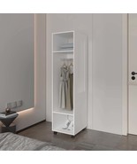 White 3-Shelf Wardrobe with Mirror &amp; Open Storage - €221,55 EUR