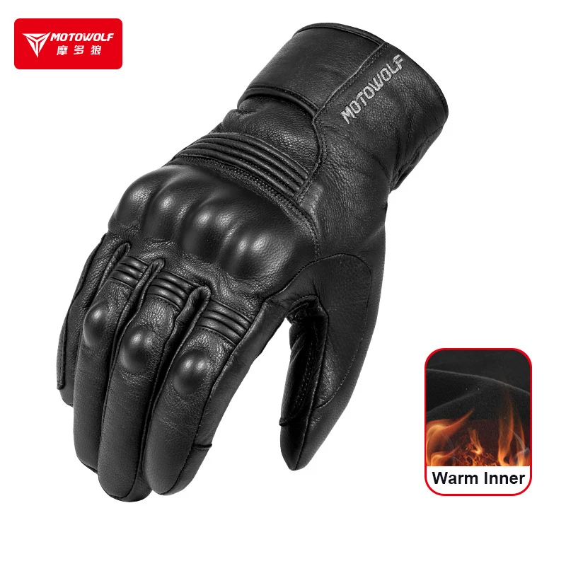 New Leather Motorcycle Gloves Winter Gloves Guanti Guantes Moto Invierno Cuero - £37.90 GBP+