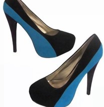 Qupid Brand ~ Size 10 ~ Colorblock ~ Faux Suede ~ 5.5&quot; Stiletto ~ Platform Heels - £23.53 GBP