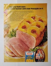 Dole Sliced Pineapple And Rath Hickory Smoked Ham 1976 Magazine Ad - $9.89