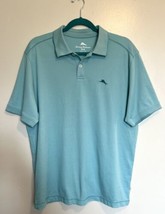 Tommy Bahama Polo Shirt Size M Seafoam Blue Short Sleeve Collared Marlin Logo - £23.30 GBP