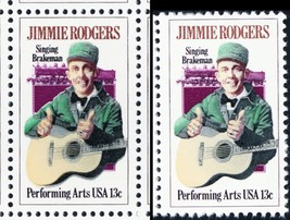 1755, MNH 13¢ Jimmie Rodgers Nice Color Shift Error With Normal - Stuart Katz - £11.71 GBP