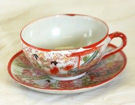 Asian Teacup &amp; Saucer Set Japanese Geisha Girls Japan f - £15.63 GBP