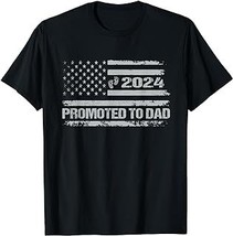 Promoted to Dad EST 2024 Featuring an American Flag Design T-Shirt - £12.59 GBP+