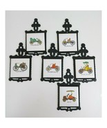 Vintage Homco Cast Iron Hanging Wall Tiles With Antique Car Designs - $40.58 CAD
