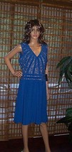 Adrianna Papell V Neck lace BLUE  Dress sz 4 NWT - £59.23 GBP