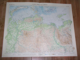 1959 Vintage Map Of Russia Soviet Union Northern Siberia Yakutia Novaya Zemlya - $32.68