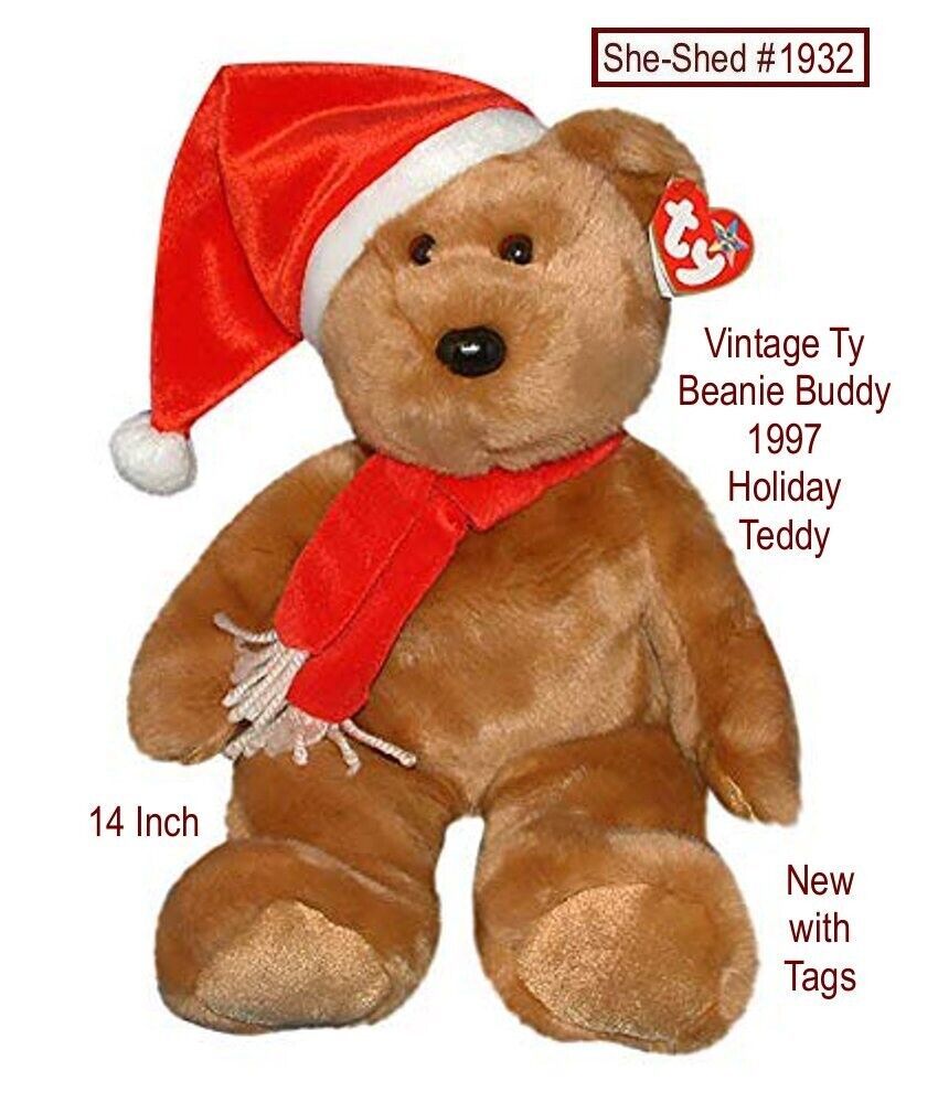 TY Beanie Buddy 1997 Holiday Teddy Bear  (New with original tags) Christmas Bear - $14.95