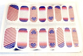 Glitter Ombre Hearts and Stripes Patriotic Nail Wraps - $1.90