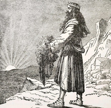 1922 Gideon And His Wool Fleece From God Wood Engraving Bible Story Vtg ... - $24.99