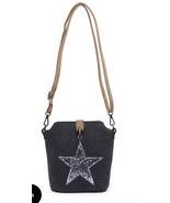 Cross Body Canvas Star Bag - Black - $39.55