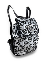 Scratch &amp; Dent Flowers Peace Signs Rhinestone Peace Symbol Drawstring Backpack - £15.52 GBP