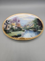 Thomas Kinkade &quot;Lamplight Brooke&quot; Oval Collector&#39;s Plate, Numbered COA - £8.36 GBP