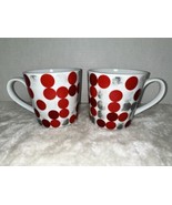 Crate &amp; Barrel Christmas Holiday Coffee Tea Mug Cup Red Polka Dot Lot of 2 - £19.65 GBP