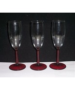 3 Cristal D&#39;Arques-Durand Ruby Red &amp; Clear Champagne Flutes 6 oz  Bar Gl... - $11.88