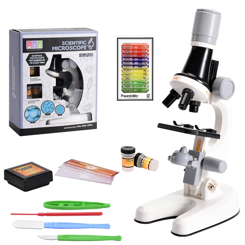 Children Biological Microscope Kit Lab LED 100X-400X-1200X Home School Science E - £209.90 GBP