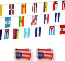 2 Set Latin America 21 Countries String Flags - Assorted Latino Flag Ban... - £16.77 GBP
