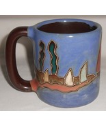 MEXICAN Studio Pottery ARTIST SIGNED - MARA 14 oz Sailboat Mug GREAT DES... - $564.31 MXN