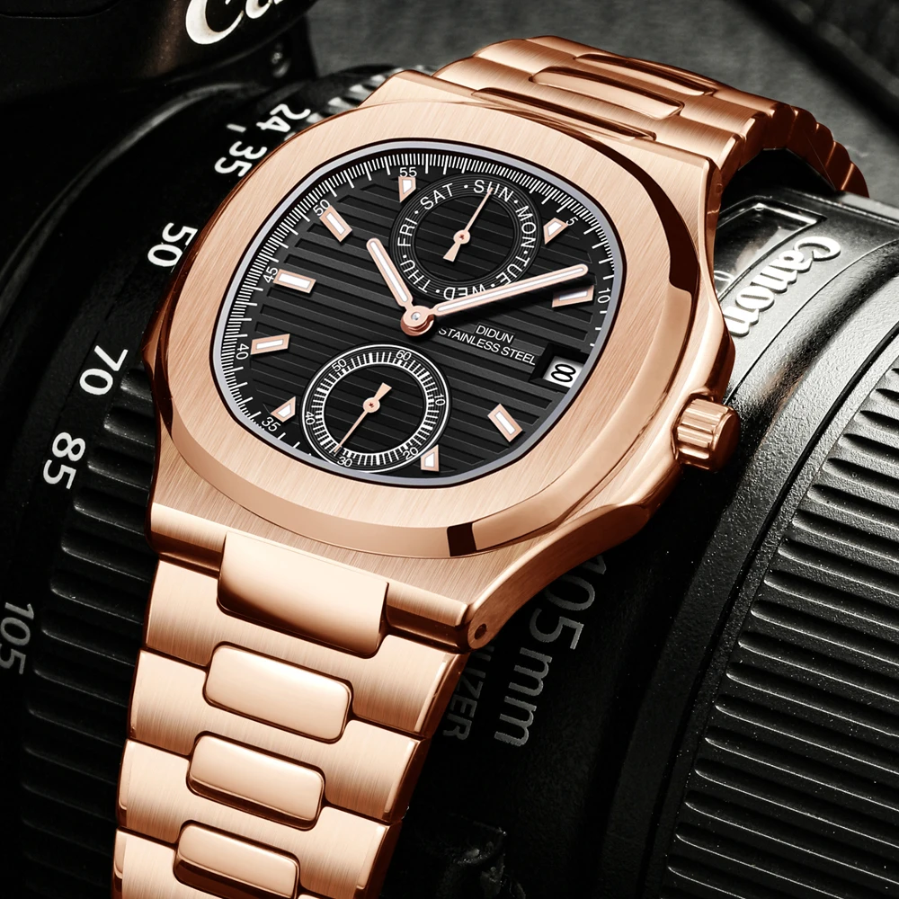 DIDUN Mens    Business Watch Male  Digital Watch  Date Clock Steel Wristwatch - £142.38 GBP