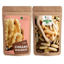 Organic Lebanese Pine Nuts &amp; Jumbo Chilean Walnuts Without Shell 2x200g - £26.54 GBP