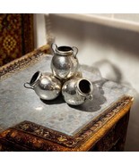 Vintage Silver Brass Metal Spice Pots Planters Small Stacked Patent Desi... - $25.37 CAD