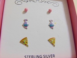 Lily Nily Genuine Sterling Silver Girls Fun Stud Trio Earrings Set C517 $100 - £19.32 GBP
