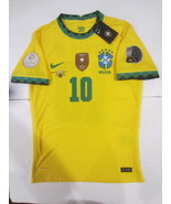 Neymar Jr Brazil Copa America Final Match Slim Yellow Home Soccer Jersey... - £104.16 GBP