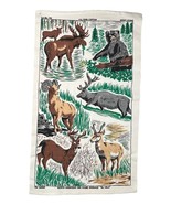 Vtg IDEAL Dish Tea Towel N American Big Game Animals Bear Moose Deer Tap... - $17.64 CAD