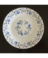 2 French Vintage Blue Flowers on White 10&quot; Dinner Plates Glass - £17.73 GBP