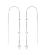 925 Silver Threader Earrings with Balls - £13.98 GBP