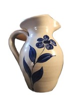 2001 Williamsburg Pottery Salt Glazed Stoneware Pitcher Cobalt Flower 6&quot; - £11.65 GBP