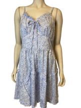 OrderPlus Blue and White Floral Print Spaghetti Strap Tiered Sundress Si... - $14.24